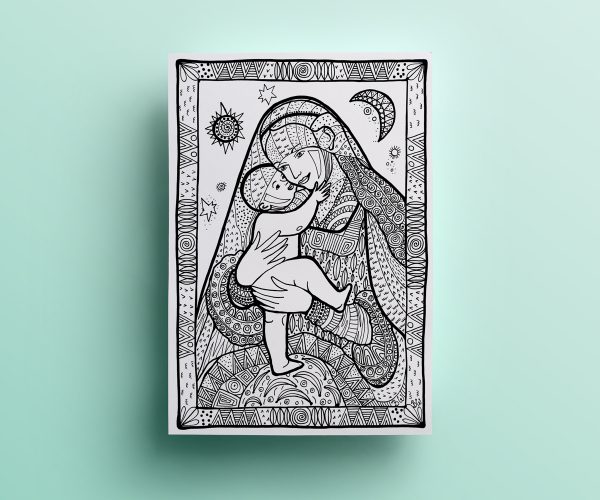 Gnadenbild Mariahilf von Lucas Cranach, Ausmalbild aus: Das große Ausmalbuch Tirol