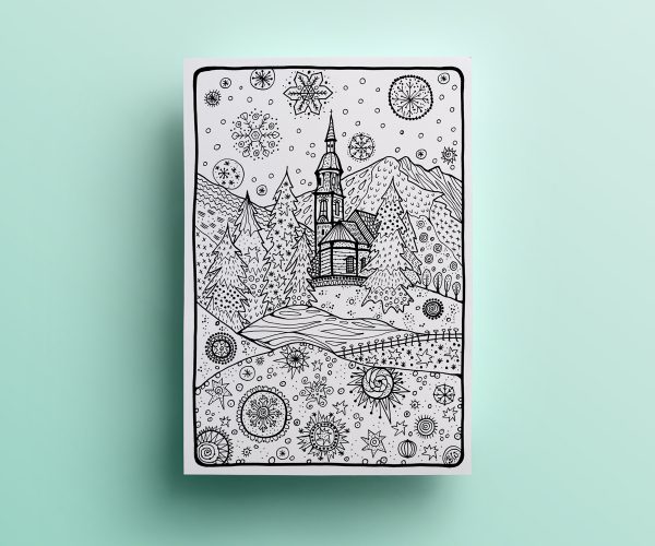 Obernberger Kirche, Ausmalbild aus: Das große Ausmalbuch Tirol